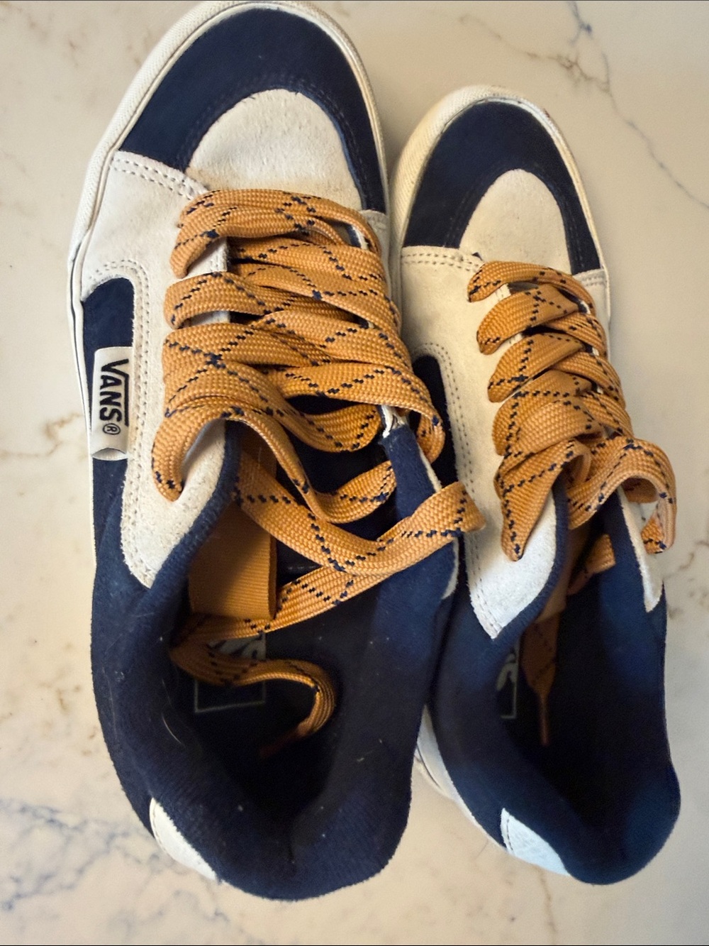 Vans Low-Top Sneakers in Navy, Cream & Mustard - Picture 3 of 4